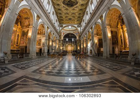 San Francesco's Church Interior At Assisi, Italy