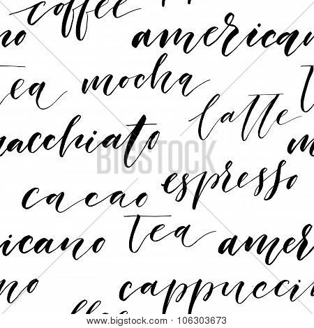 Hand Drawn Lettering. Seamless Calligraphy Pattern.