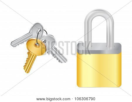 Bunch Of Keys And Padlock