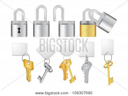 Padlocks With Keys And Keychains