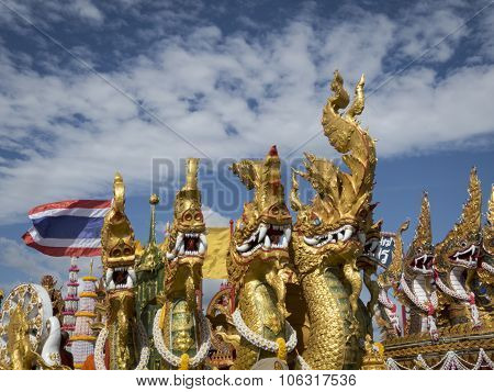 Awk Phansa Festival, dragons floats in Trang, Thailand