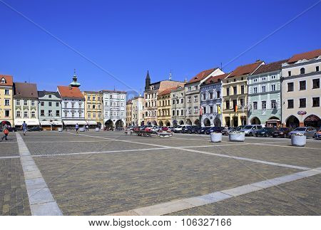 Square in the historic center of Ceske Budejovice.
