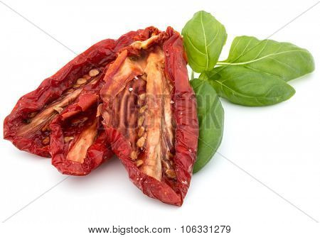Dried tomatoes isolated on white background cutout