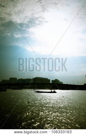 Long Tail Boat At River