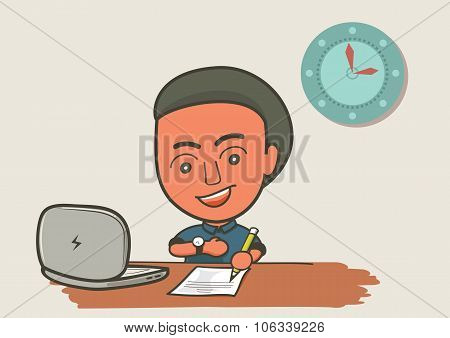 office worker come to work on time