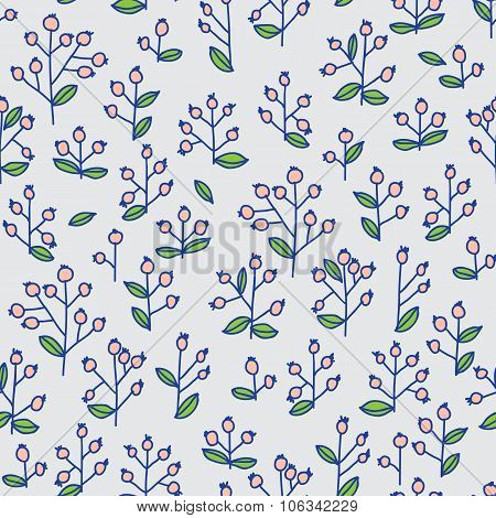 hand drawn berryes seamless pattern in rerto style
