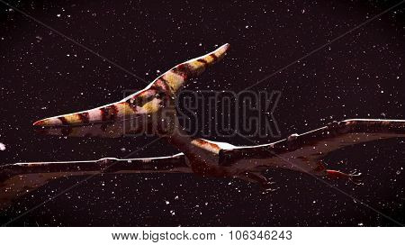 Huge pterodactyl flying over land