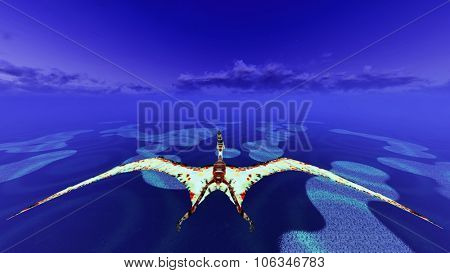 Huge pterodactyl flying over land