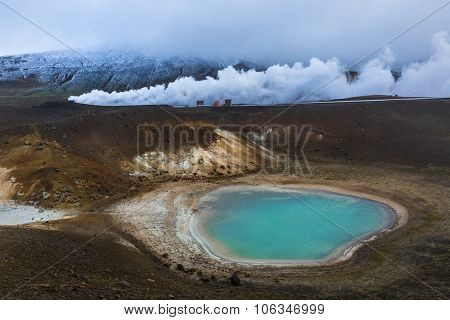 Viti Is A Beautiful Crater Lake Of A Turquoise Color Located On The North-east At Krafla Geothermal