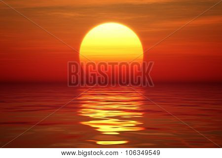 Golden Sunset over calm water (digital artwork)
