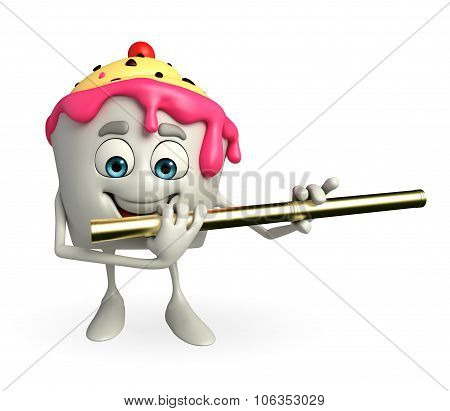Ice Cream Character With Guitar Flute