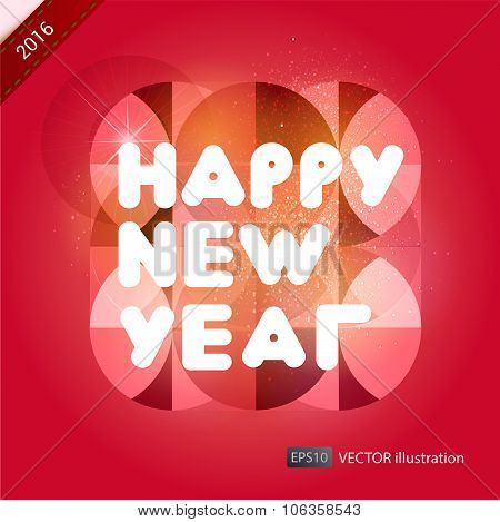 Happy New Year composition. Vector illustration.