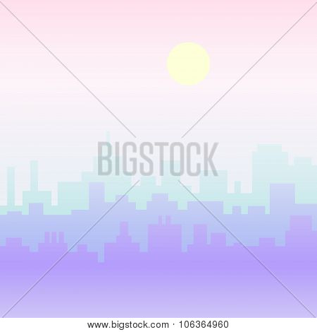 City Building Silhouette in the morning fog