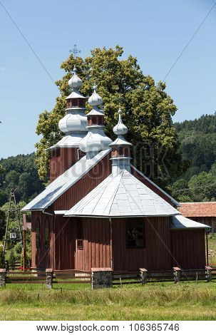 Old wooden Orthodox church in Bartne Beskids Poland