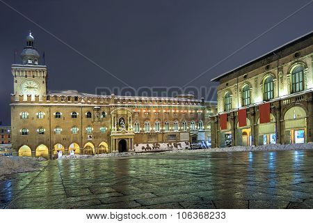 A panoramic view of main square with snow