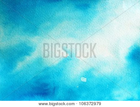 Abstract Blue Sky Watercolor Background.