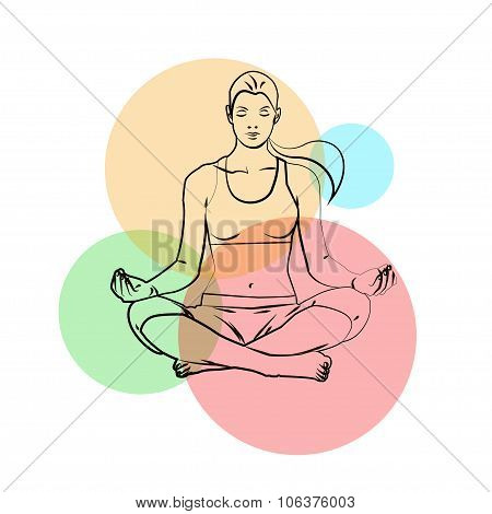 Yoga Poses, Yoga Pants On A Colored Background
