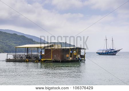 Boats In The Port In Ilha Grande Island, Brazil