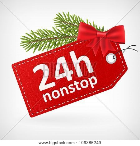 Red Leather Price Christmas Labels Twenty-four Hour Nonstop