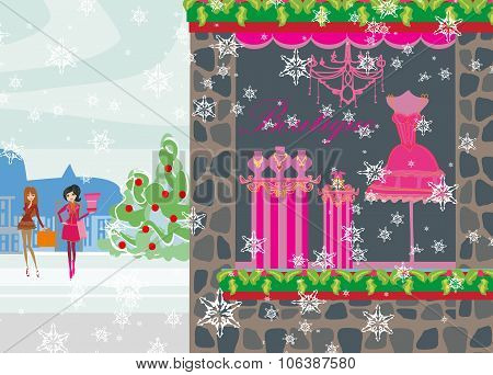 Beautiful Girls On Winter Shopping