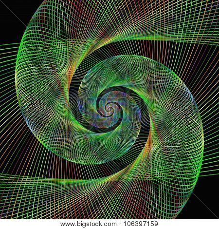 Green wired fractal spiral design background