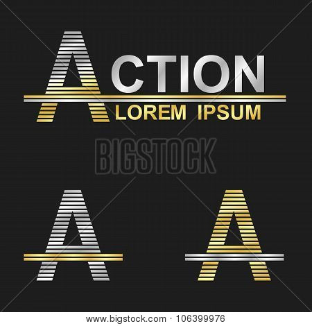 Metallic Business Font Design Letter A
