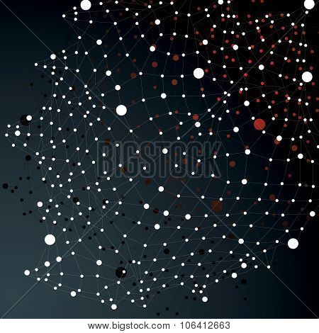 Abstract Asymmetric Vector Monochrome Structure With Black And White Wire Mesh, Complicated Geometri