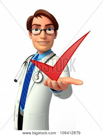 Young Doctor With Right Sign