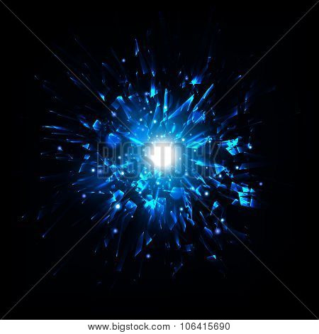 Blue Techno Style Vector Explosion.vector Illustration