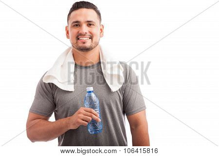 Young Athlete Drinking Some Water