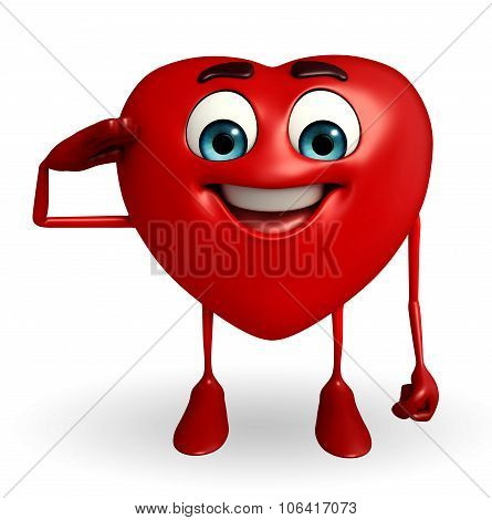 Heart Shape Character With Salute Pose
