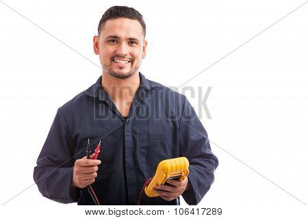 Happy Young Hispanic Electrician