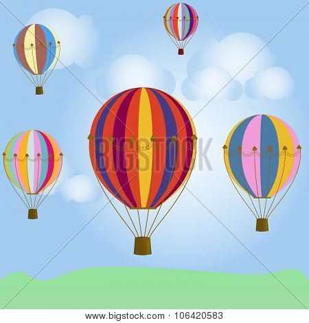 Colorful balloons in the blue sky