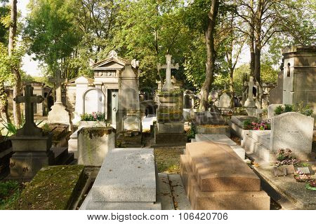 A view of the Pere Lachaise Cemetery, the largest cemetery in the city of Paris
