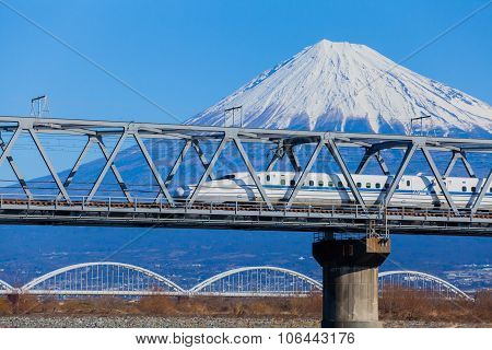 Shinkansen bullet train and Mountain Fuji