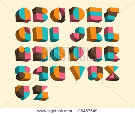 3D Geometrical Font Set
