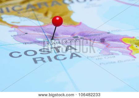 Puntarenas pinned on a map of America