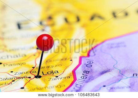 Loja pinned on a map of America