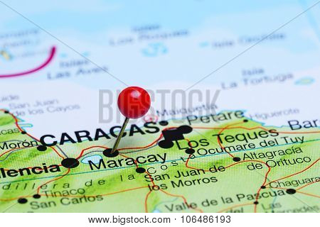 Maracay pinned on a map of America
