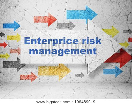 Business concept: arrow with Enterprice Risk Management on grunge wall background
