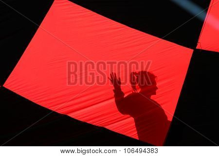 Silhoutte Through A Hot Air Balloon