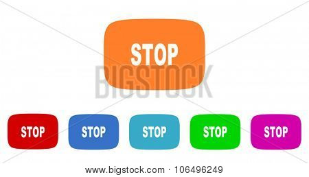 stop flat design modern vector circle icons colorful set for web and mobile app isolated on white background 