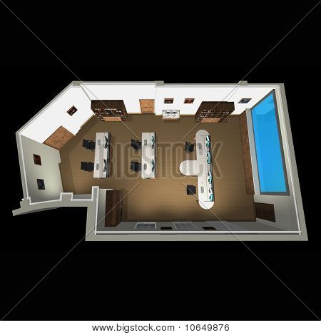 3D view on the layout of office room