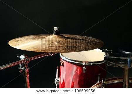 Drum set on a stage