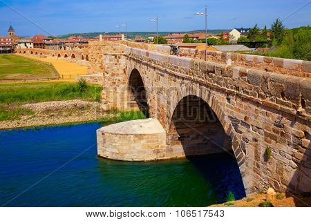 Orbigo river bridge Passo Honroso Saint James Way in Castilla Leon Spain