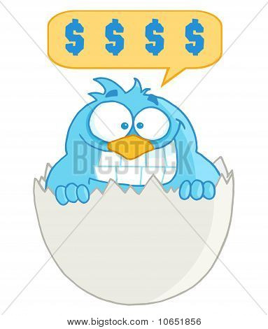 Oiseau bleu Cartoon avec téléphone portable