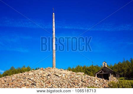 Cruz de Ferro top at Saint James Way Leon Spain
