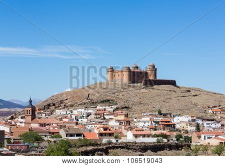 Castle On Hilltop Above La Calahorra Spain