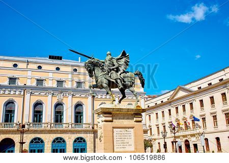 Burgos Cid Campeador statue in Castilla Leon of Spain