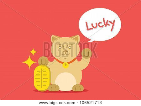 Lucky Cat With Golden Coin